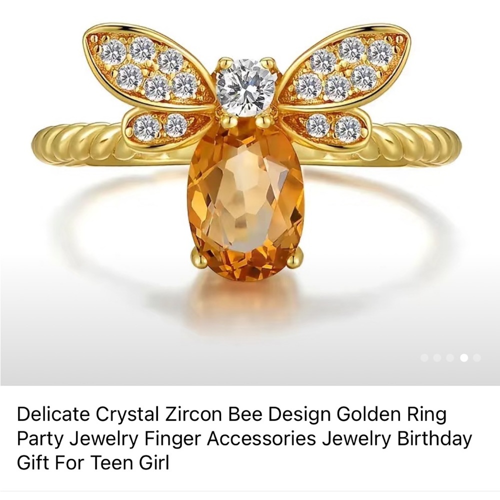 NWT Beautiful Crystal Zircon Bee Golden Ring size 11